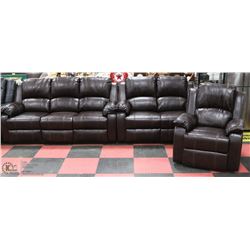 NEW MUNICH BROWN LEATHERETTE RECLINING 73" SOFA