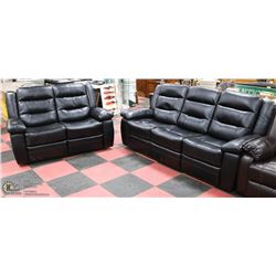 NEW BLACK LEATHERETTE RECLINING 81" SOFA WITH 61"