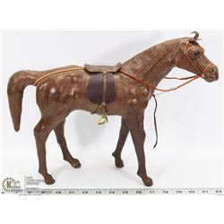 VINTAGE LEATHER HORSE STATUETTE 15” X 12”