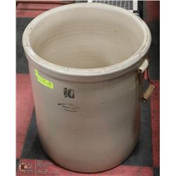 LARGE ANTIQUE 10 GAL. MEDALTA PICKLING CROCK.