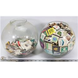2 LARGE FISH BOWLS WITH ESTATE MATCHBOOK