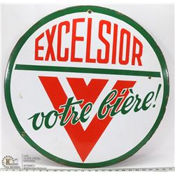 VINTAGE PORCELAIN EXCELSIOR BEER ADVERTISING SIGN