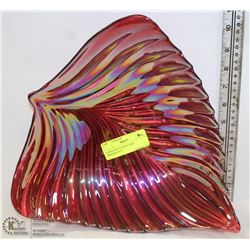 LARGE RED CANDY DISH IRIDESCENT