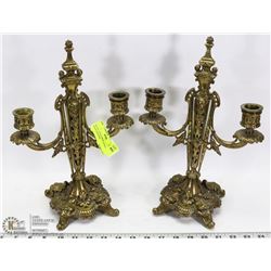 SET OF 2 SOLID BRASS CANDLE STICK HOLDERS