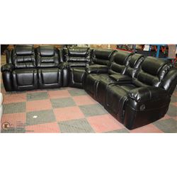 SHOWHOME BLACK LEATHERETTE DELUXE RECLINING