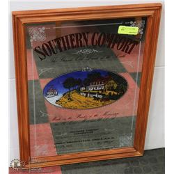 VINTAGE WOOD FRAMED SOUTHERN COMFORT MIRRORED