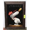 Image 1 : VINTAGE SNOOPY BASEBALL PAINTING ON VELVET
