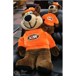 BIG A&W TEDDY BEAR WITH 1 SMALL ONE
