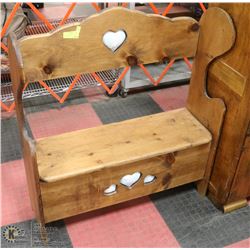 VINTAGE WOOD DEACONS BENCH WITH STORAGE