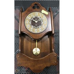 VINTAGE WOOD BULOVA WALL CLOCK