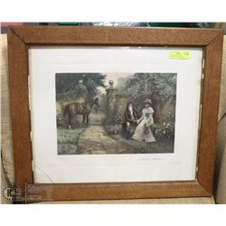 VINTAGE PICTURE "LOVES WHISPERS" - CORNER GLASS