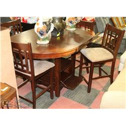WOOD BAR SIZE DINING ROOM TABLE WITH 4 STOOLS