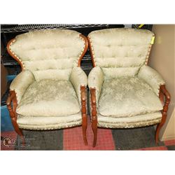 PAIR OF VINTAGE ARM CHAIRS, SAGE GREEN