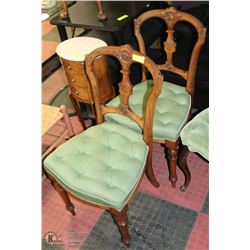 2  ANTIQUE HOOP BACK CARVED WOOD SIDE CHAIRS