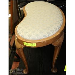 KIDNEY SHAPE ANTIQUE STOOL CARVED WOOD