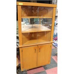 ESTATE SOLID WOOD CORNER CABINET WITH GLASS DOORS