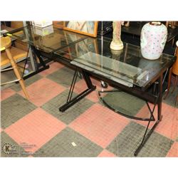 2PCS. METAL AND GLASS OFFICE DESK