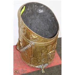 ANTIQUE COAL/FIREPLACE SKUTTLE STAMPED MADE IN