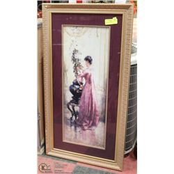FRAMED VICTORIAN STYLE PICTURE 21X39.