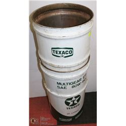 LOT OF 2 TEXACO LARGE WHITE & GREEN BARRELS