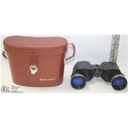 BELL & HOWELL 8 X 40 BINOCULARS IN LEATHER CASE