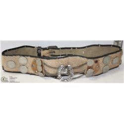 VINTAGE WESTERN COWHIDE BELT.
