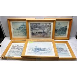 SET OF 6 WOOD FRAMED FORT EDMONTON PRINTS