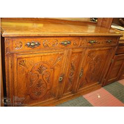21"X59"X38"H CARVED 2 DOOR , 2 DRAWER SIDEBOARD