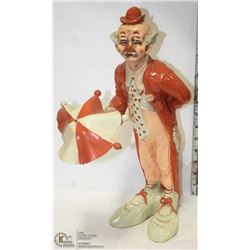 VINTAGE 1986 ARTIST SIGNED CLOWN WITH UMBRELLA