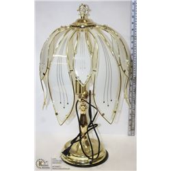 BRASS AND GLASS TOUCH TABLE LAMP