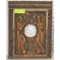 VINTAGE RESIN WALL CLOCK - HAS ALARM WITH