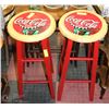 Image 1 : PAIR OF WOOD COCA COLA STOOLS