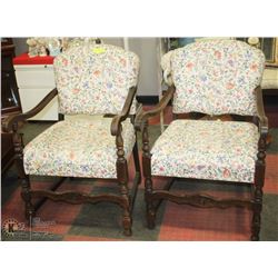 SET OF 2 FLORAL COVERED ARM CHAIRS