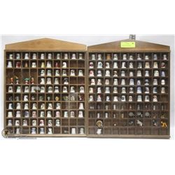 2 DISPLAY CASES WITH 157 THIMBLES & 14 ASSORTED
