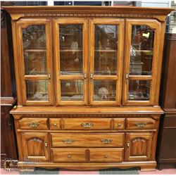 6 DOOR, 5 DRAWER BUFFET AND HUTCH WOOD AND