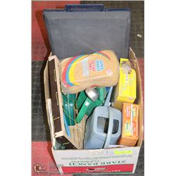 BOX W/GARDENING SUPPLIES INCL. KNEEL-