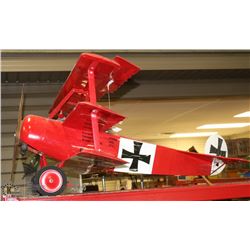 LARGE 1:5 SCALE RED BARRON TRI-PLANE WITH DETAILED