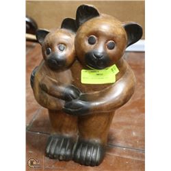 WOOD CARVED BEARS 10"H