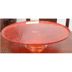 VINTAGE ART GLASS CAKE SERVER