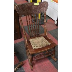 CANE BOTTOM PRESS BACKED ROCKER CHAIR