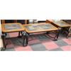 Image 1 : WOOD AND TILE TOP 3 PC COFFEE TABLE SET