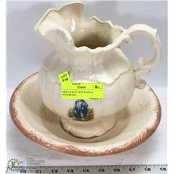 PINKY & BLUE BOY BASIN & PICTURE SET.