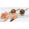 Image 1 : PAIR OF COLUMBIA FLAMINGO FEATHER RATTLES