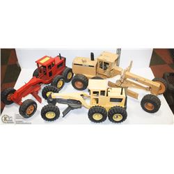 LOT OF 3 TONKA GRADERS (2 YELLOW & 1 RED) TOYS