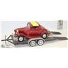 Image 1 : CAR ON TRAILER RED DIE CAST