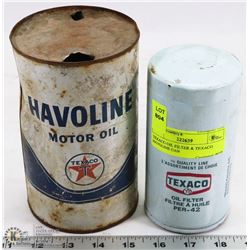 TEXACO OIL FILTER & TEXACO HAVOLINE CAN