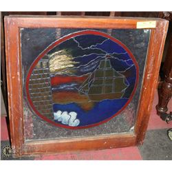 STAINED GLASS SHIP PICTURE 24"X24"