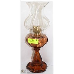 VINTAGE ORANGE OIL LAMP WITH SHADE