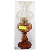 Image 1 : VINTAGE ORANGE OIL LAMP WITH SHADE