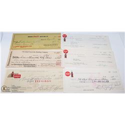 LOT OF 6 ORIGINAL COCA-COLA CANCELLED CHEQUES